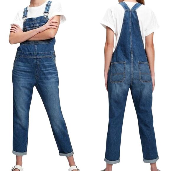 GAP Overalls Women's Large Blue Slouchy Washwell Relaxed Tapered - Picture 3 of 6